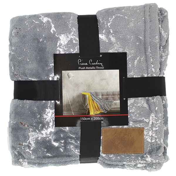 Pierre Cardin Plush Metallic Throw – Silver With image