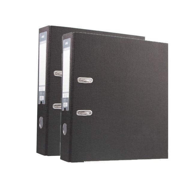 Deli A4 76mm Arch File, Black, 2 Packs