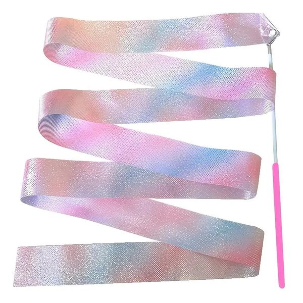 Sparkling Rainbow Glitter Dance/Gymnastics Ribbon
