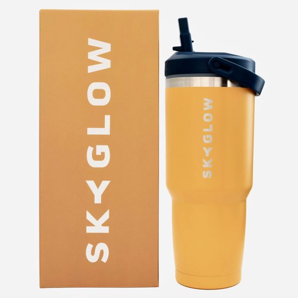 SkyGlow 887ml Travel Tumbler - Vacuum Insulated Cup with Straw &amp; Handle