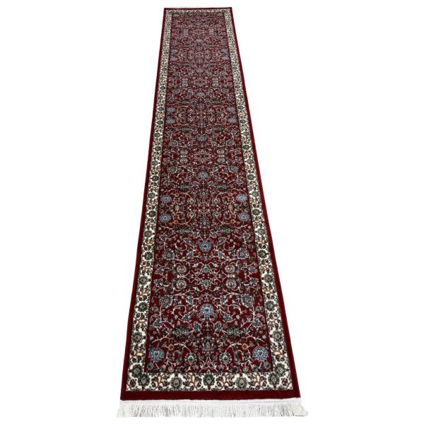 Aman Persian 400 x 80cm All Over Afshan Design Machine Made Red Runner Rug