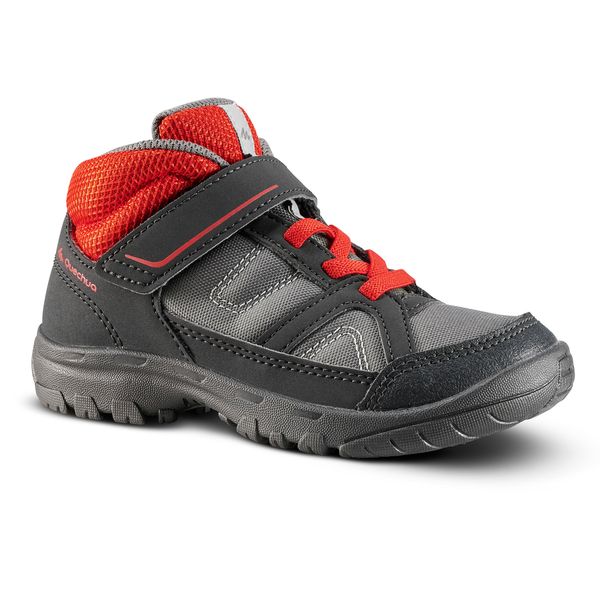 Quechua Kids High Top Hiking Shoes MH 100 Mid - Grey &amp; Red