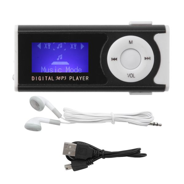 Portable MP3 Flashlight Mini BackClip LCD Screen Music Media Player(Black)