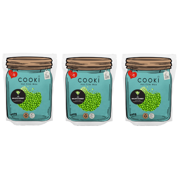 Cooki Mojito Sorbet Hot Film Wax 800g - 3 Pack Home Use, Hair Removal Wax