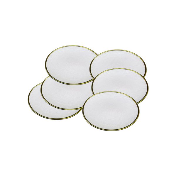 6 Pcs - Opal White Glass Oval Side Plate - 8.5 inch