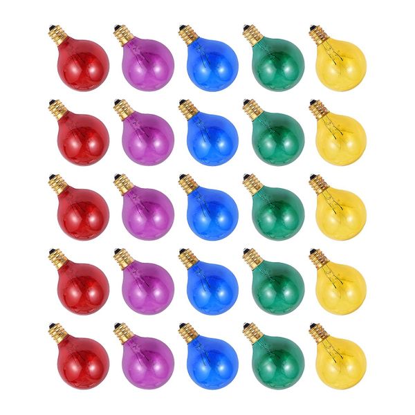 25-Piece G40 Tungsten Light Bulb Replacement 5 Colors 7w 220-240v Globe Bulb E12 Base Light Bulbs