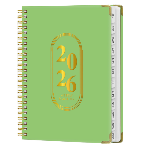 A5 Hardcover Diary &amp; Planner, Calendar Planner Book with Tabs