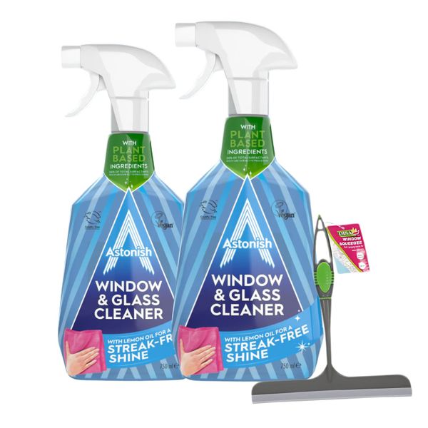 Glass Cleaner 2-Pack + Window Squeegee - Streak-Free | Astonish