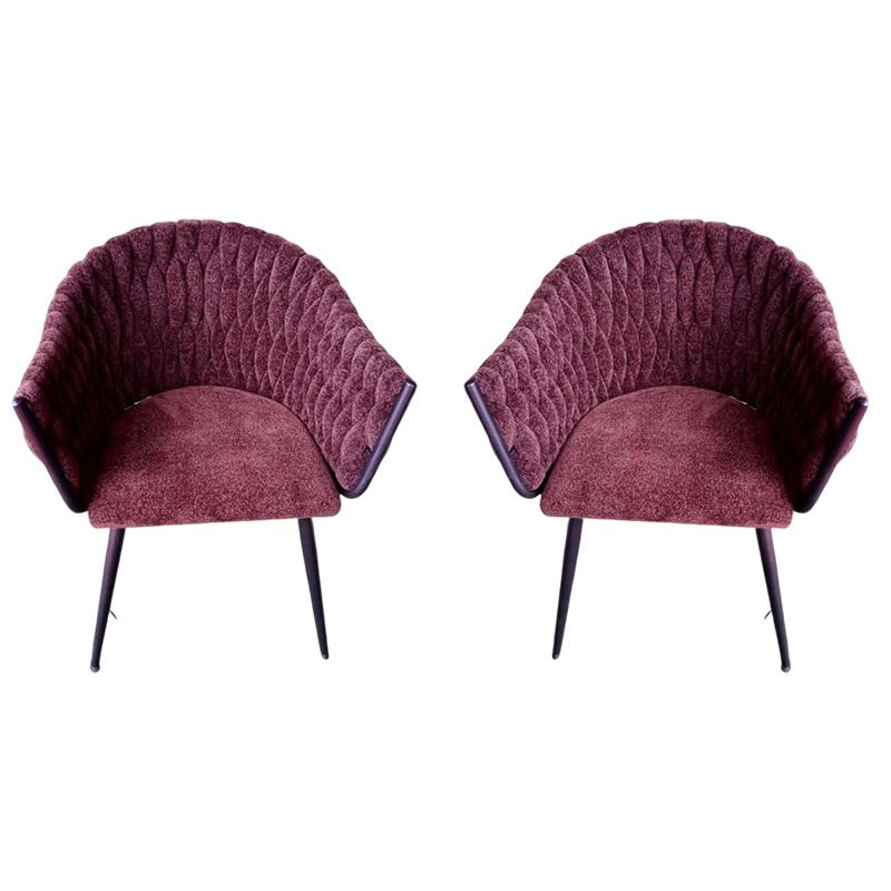 Set of 2 Modern Suede with Black Metal Leg Dining Room Chairs Shop
