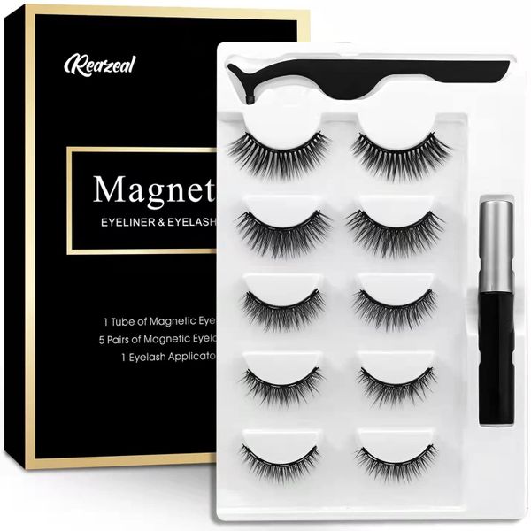 Magnetic Eyelashes with Magnetic Eyeliner Kit- 5 Pairs False Lashes Set