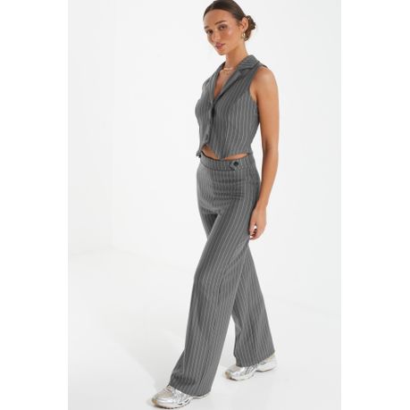 Ladies grey sale pinstripe trousers