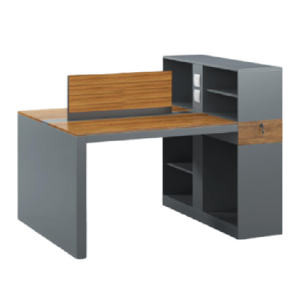 2-Seater Workstation with Storage Cabinet