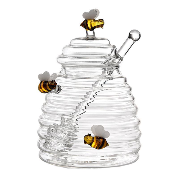 Honey Can with Spoon - Transparent Honey Dispenser with Lid Sealed Can
