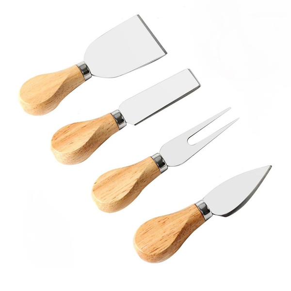 Set Of 4 Pcs Stainless Steel Cheese Knife With Wooden Handle