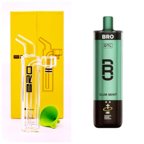Bro Vapes Disposable Hookah &amp; DTL Combo 40k - Gum Mint