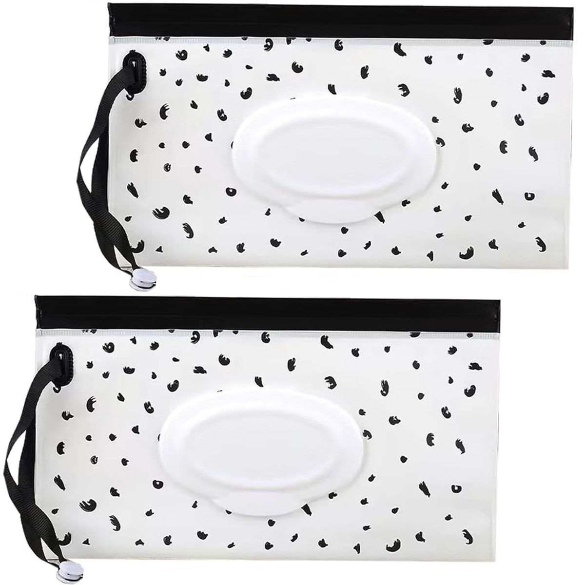 2 Pack Reusable Baby Wet Wipes Pouch Caddy Feather/Smiley Face Pattern