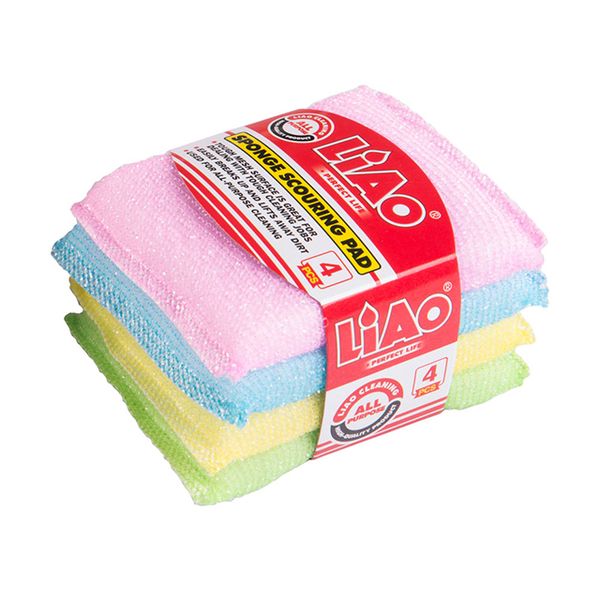 4-Piece Multipurpose Scouring Pads: Non-Scratch, Heavy-Duty Kitchen Sponges