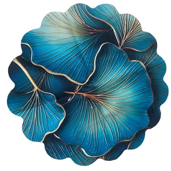 3D Print Design Ginkgo Biloba Fabric Table Mats Woven Polyester Round 38 cm