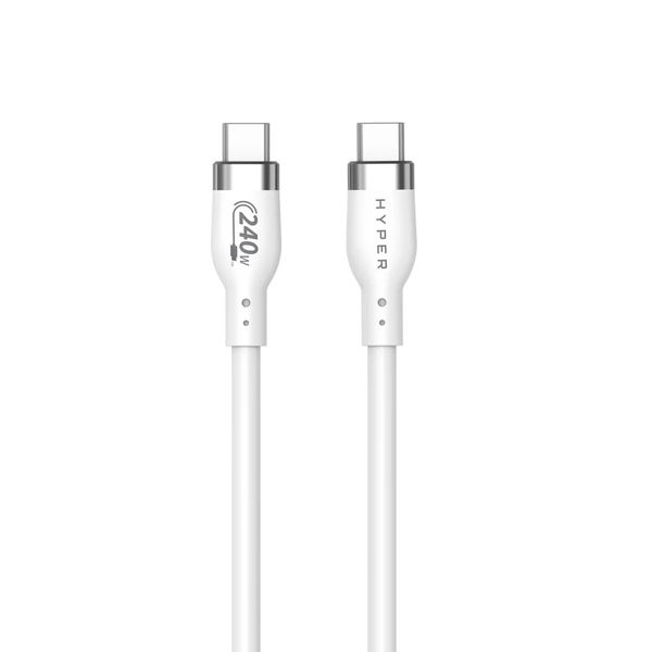 HyperJuice 240W Silicone USB-C to USB-C Cable (3ft/1m) - White