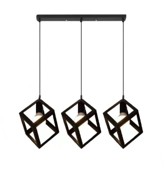 Modern Retro 3-Light Geometric Cube Pendant Lamp - Sleek &amp; Stylish Lighting