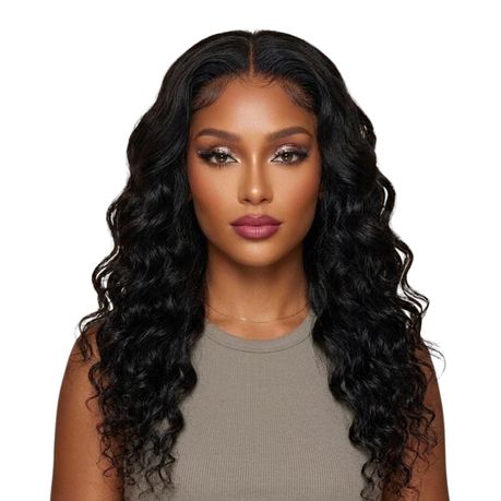 Water Wave Brazilian Human Hair Curls Full Frontal Lace Wig 18 inch Image