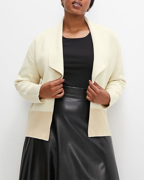 Colour Block Boxy Waterfall Cardi