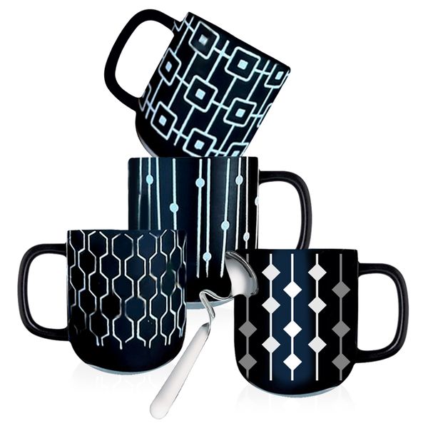 Elegant Premium Quality Porcelain Stackable Coffee Mug - 400ml - Set of 5