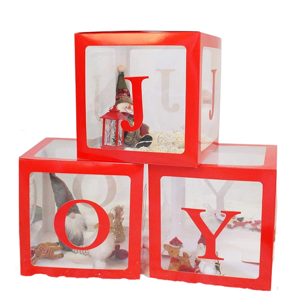 Christmas Decorations Large Red Transparent Joy Box Joy Blocks Decorations