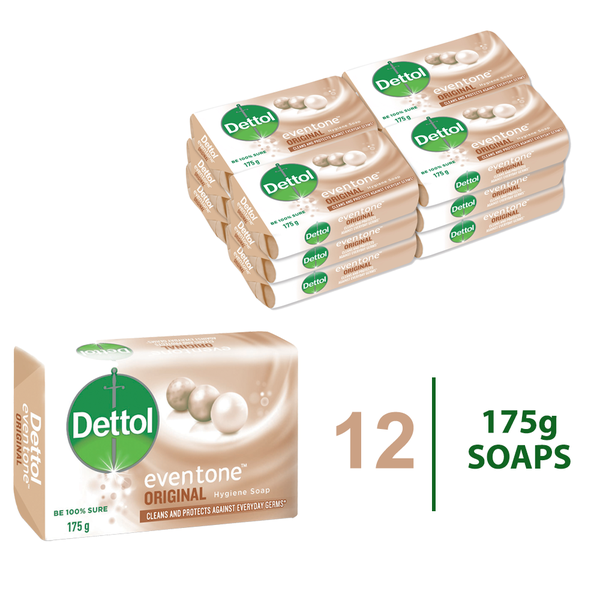 Dettol 12 x 175g, Hygiene Soap, Hand &amp; Body, Eventone Original