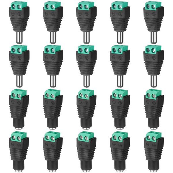 10 Pair DC Adapter Plug 5.5mm x 2.1mm, DC Connector For Security Camera
