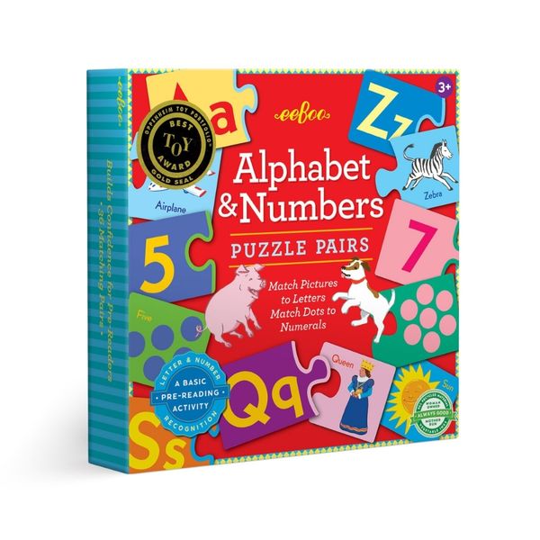 eeBoo - Alphabet &amp; Numbers Puzzle Pairs - Educational Puzzle for Kids