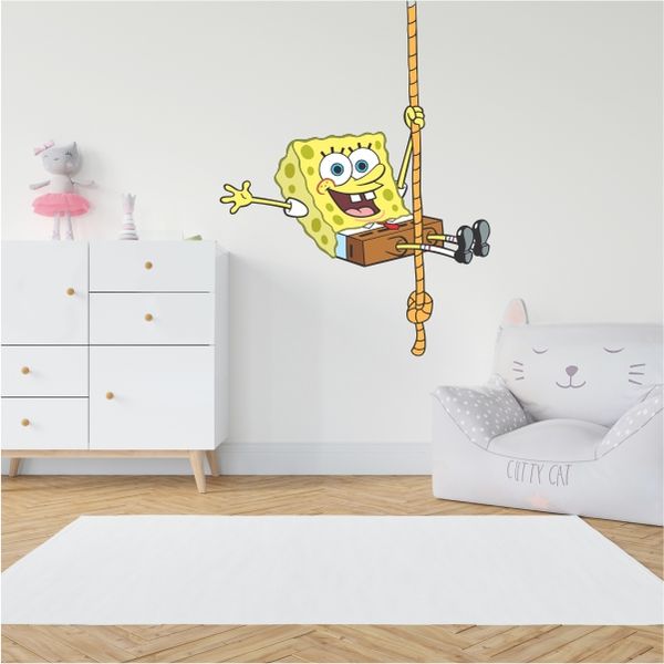 Spongebob Squarepants On Rope Wall Decal