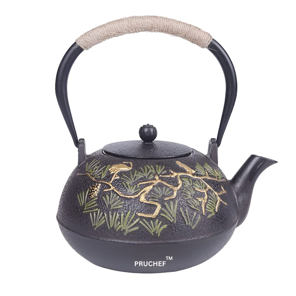 Pruchef - 1200ml Handmade Japanese Cast Iron Teapot with Infuser - Black