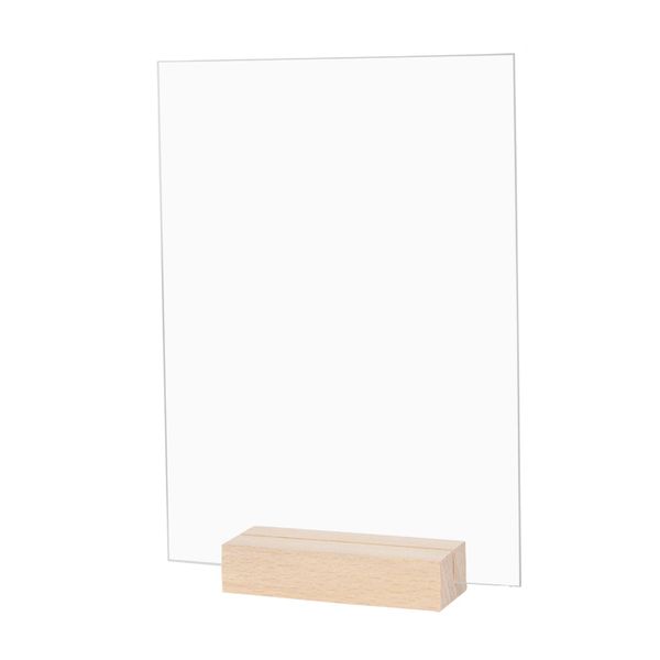 A5 Acrylic Blank Rectangular Blank Sign With Wooden Stand 