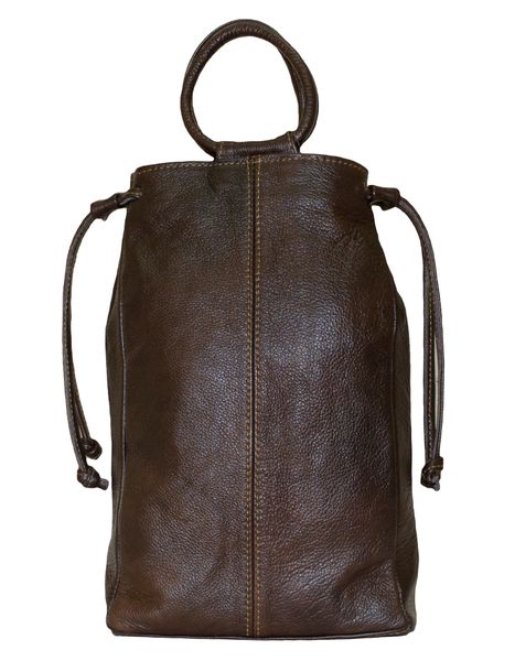 Luvsa LS-TJ122 Full Grain Genuine Leather 2 Bottle Wine Holder - Brown