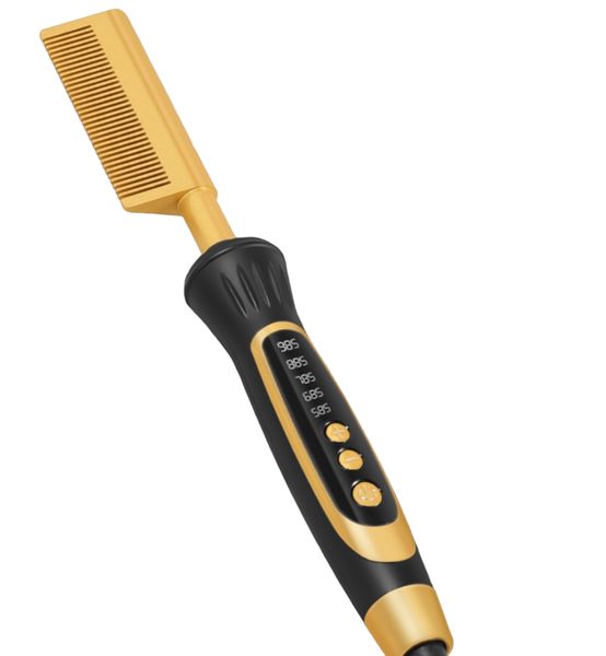 24K Gold-Plated Ceramic Technology Straightener Comb &amp; Wax Stick