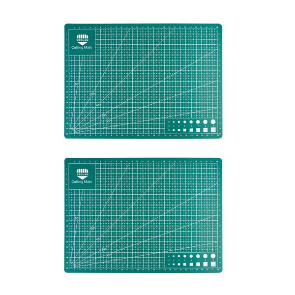 2 Pack A4 Double-Sided Green Cutting Mat 220 x 300mm Soft 3mm Thickness