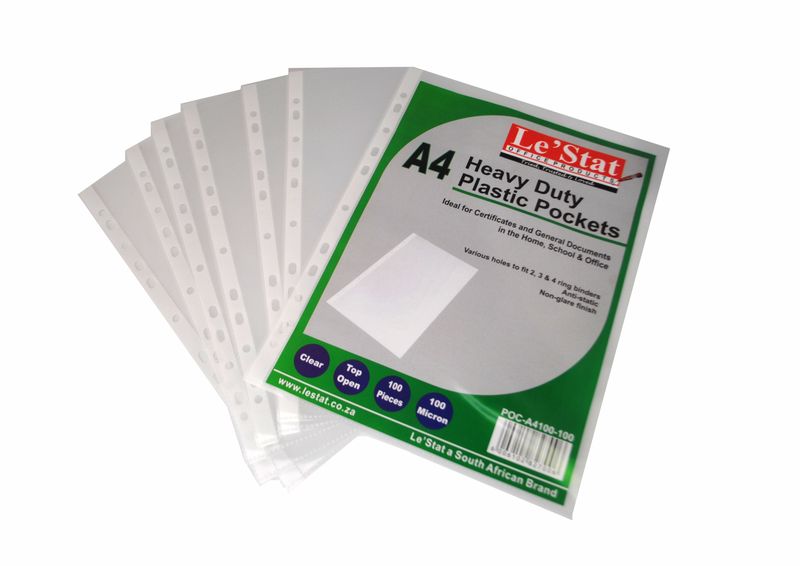 Filing Pockets 100 Micron A4 Heavy Duty - Pack of 100