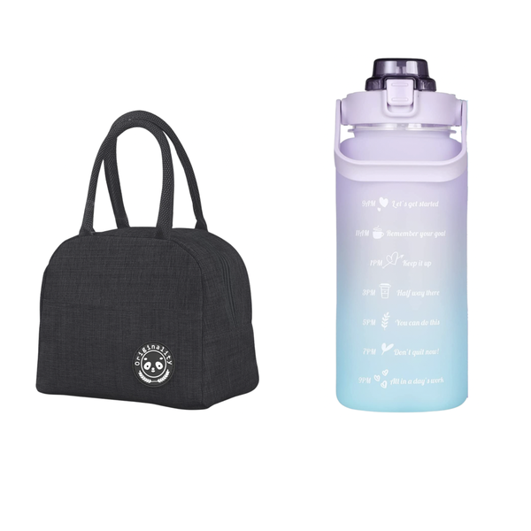 Thermal Insulated Lunch Bag + 2L Motivational Water Bottle - Orange
