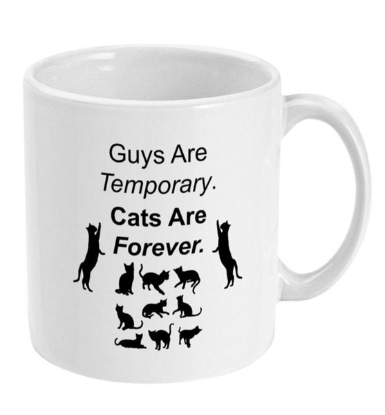 Guys Are Temporary Cats Are Forever Birthday Christmas For Her Gift Mug