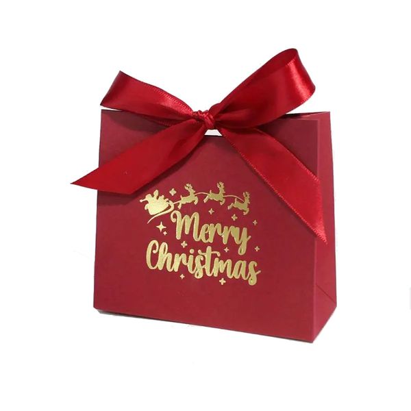 1pc Maroon Mini Merry Christmas Gift Bag - Add Festive Magic to Your Gifts!