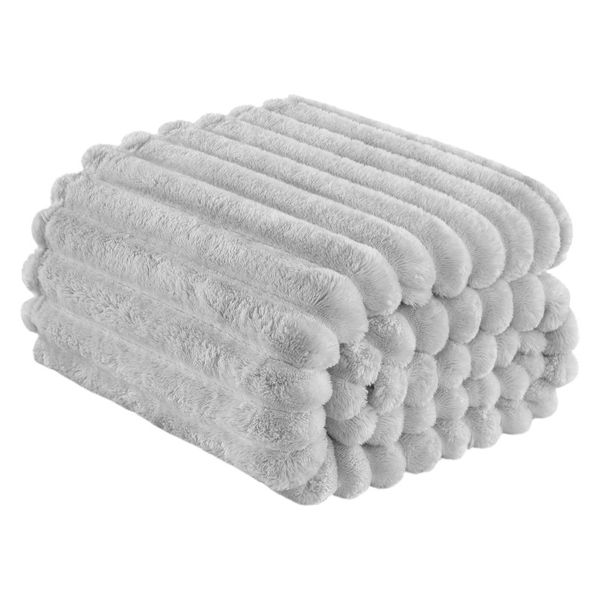 Multifunctional Rabbit Plush Blanket - 150cm x 200 cm - Light Grey