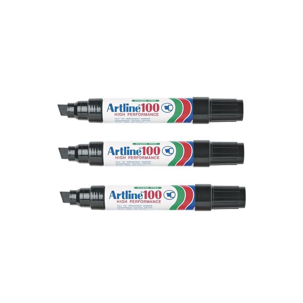 Artline EK100 Industrial Marker Black - Pack of 3