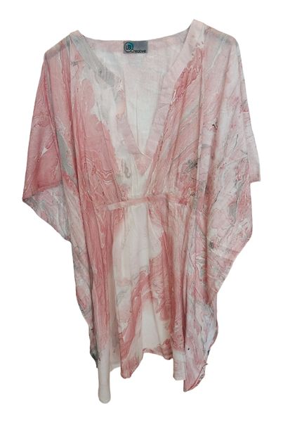 UB Creative Short Marble Print Kaftan Pink