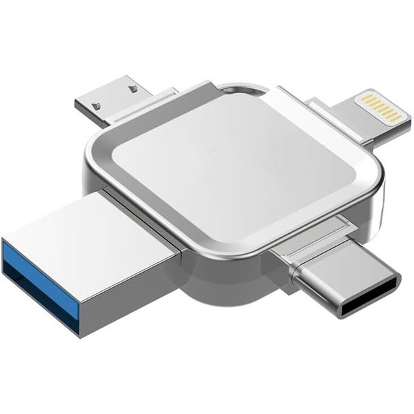 4-in-1 Flash Drive compatible with iPhone/iPad/MacBook,256GB Portable