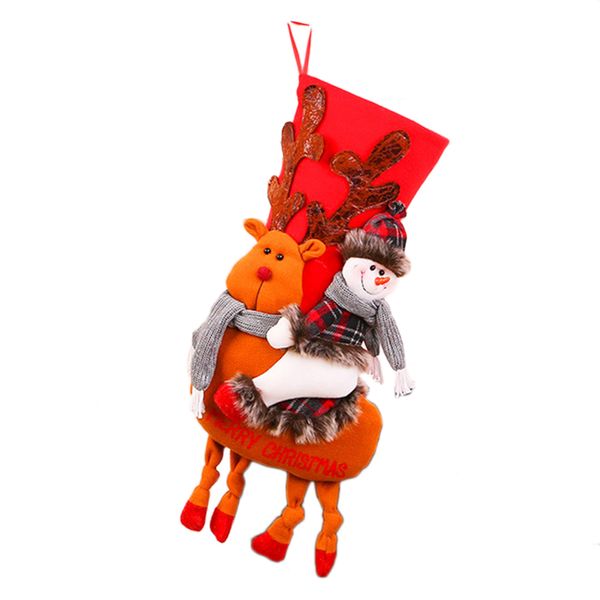 Christmas Socks Decoration Tree Pendant Christmas Candy Gift Bag Gray