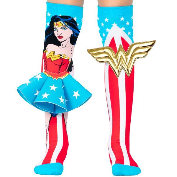 DC Wonder Woman Knee-High Fashion Socks by MADMIA (Age 6-99) with 3D Tutu