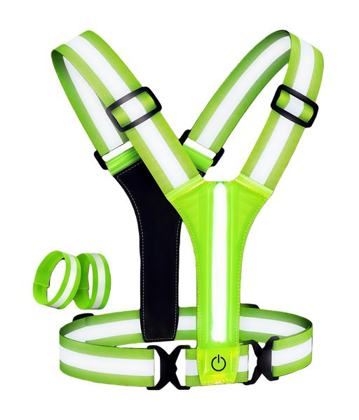 Rechargeable Reflective Vest Running Gear Set, With Wristsband