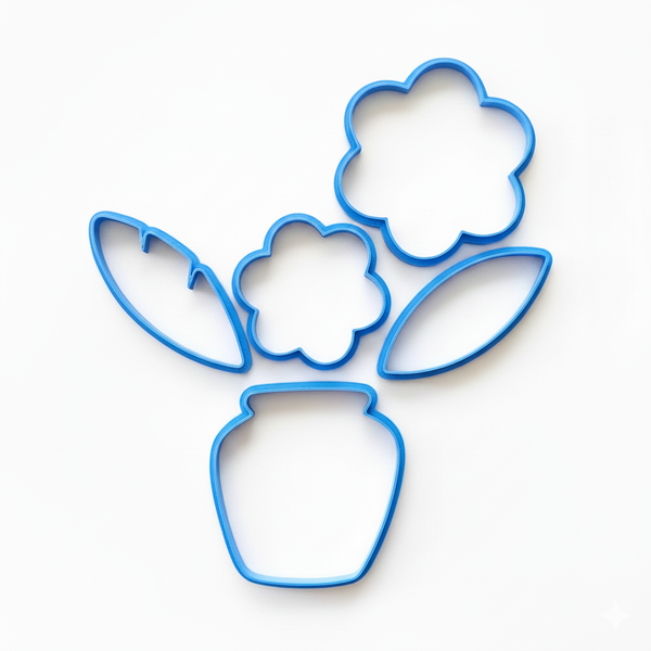 5-Piece Floral Vase Cookie Cutter Set - Blooming Bouquet - 3D Printed
