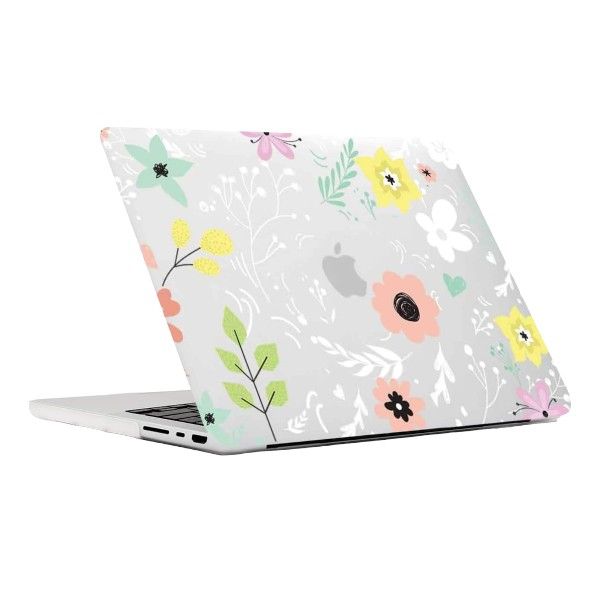 Transparent Flower Patterned Case For MacBook Pro 13.3 Inch -Multi - Colour